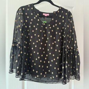 Lilly Pulitzer Black Blouse with Gold Accents